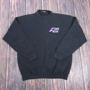 Vintage Z90 90.3 FM Sweatshirt Mens Large Black Crewneck Radio Promo 90s